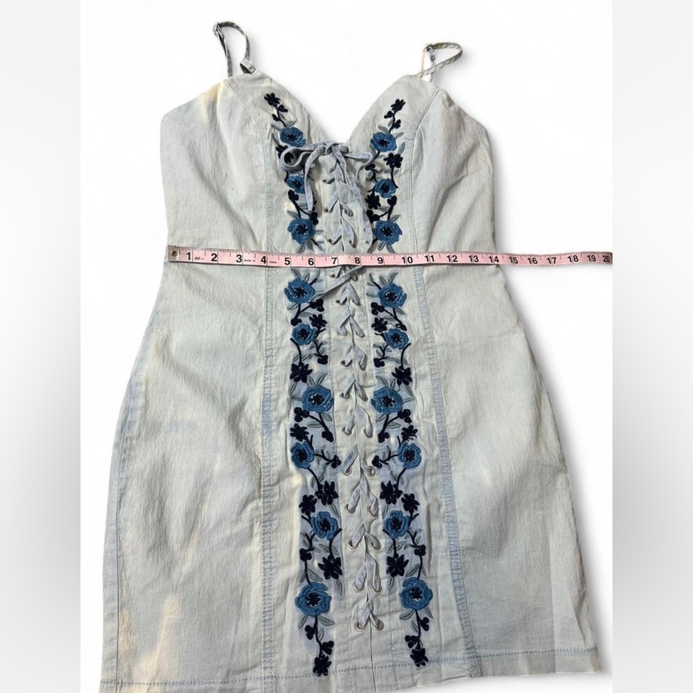 Floral Embroidered Lace Up Mini Dress - Picture 14 of 16